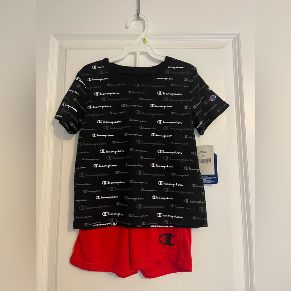 NWT black and red Champion matching set, size 4T